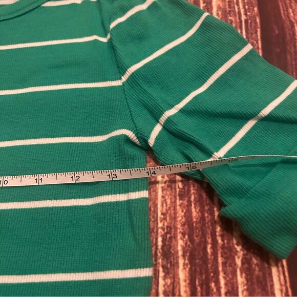 Women’s Talbots Medium Petite Green Strip Boatneck shirt - Picture 3 of 6